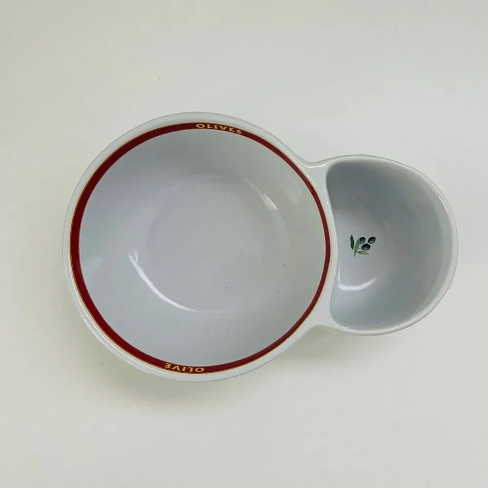 POTTERY BARN Pasta Rustica Divided Olive Dipping Serving Bowl